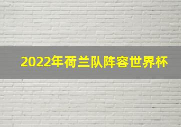 2022年荷兰队阵容世界杯