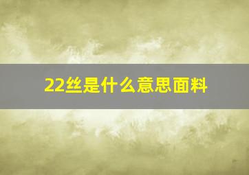 22丝是什么意思面料