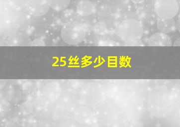 25丝多少目数