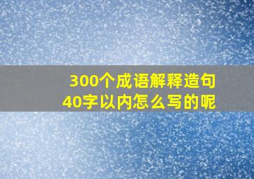 300个成语解释造句40字以内怎么写的呢