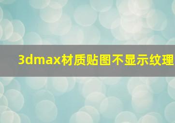 3dmax材质贴图不显示纹理