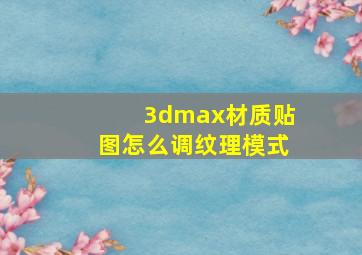 3dmax材质贴图怎么调纹理模式