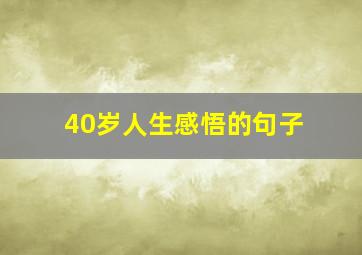 40岁人生感悟的句子