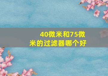 40微米和75微米的过滤器哪个好