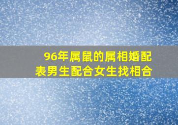 96年属鼠的属相婚配表男生配合女生找相合