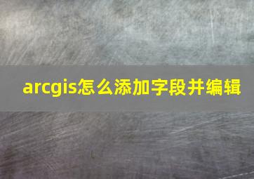 arcgis怎么添加字段并编辑