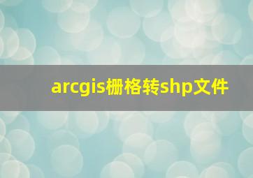 arcgis栅格转shp文件