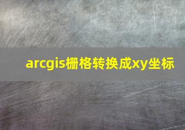 arcgis栅格转换成xy坐标