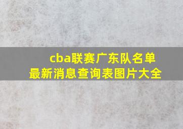 cba联赛广东队名单最新消息查询表图片大全