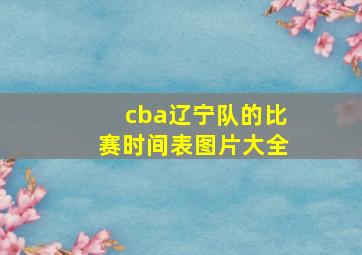 cba辽宁队的比赛时间表图片大全