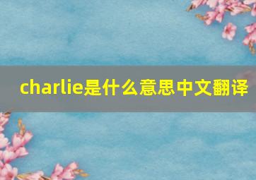 charlie是什么意思中文翻译