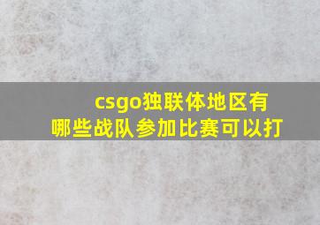 csgo独联体地区有哪些战队参加比赛可以打