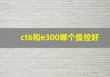 ct6和e300哪个操控好