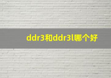 ddr3和ddr3l哪个好