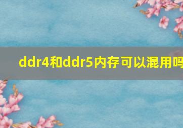 ddr4和ddr5内存可以混用吗