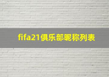 fifa21俱乐部昵称列表