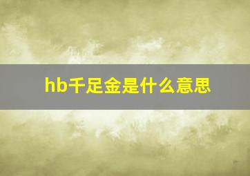 hb千足金是什么意思