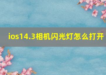 ios14.3相机闪光灯怎么打开