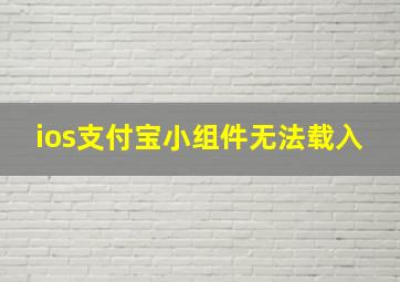 ios支付宝小组件无法载入