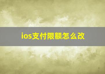 ios支付限额怎么改