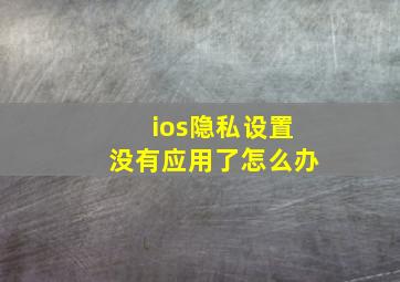 ios隐私设置没有应用了怎么办