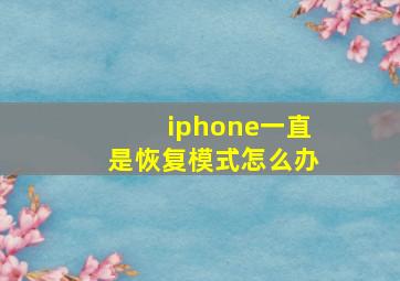 iphone一直是恢复模式怎么办