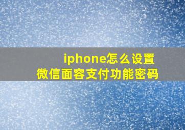 iphone怎么设置微信面容支付功能密码