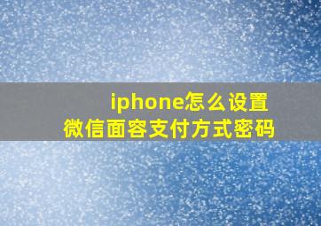 iphone怎么设置微信面容支付方式密码