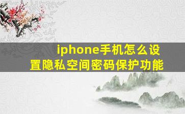 iphone手机怎么设置隐私空间密码保护功能