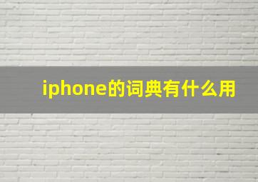 iphone的词典有什么用