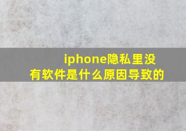 iphone隐私里没有软件是什么原因导致的