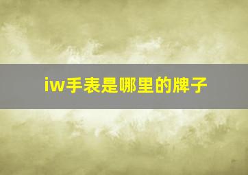 iw手表是哪里的牌子