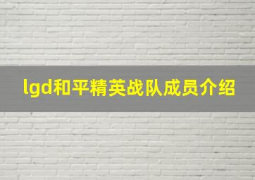 lgd和平精英战队成员介绍