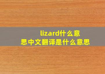 lizard什么意思中文翻译是什么意思