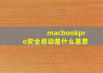 macbookpro安全启动是什么意思