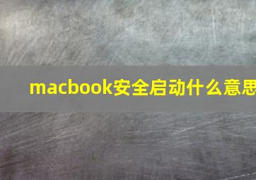 macbook安全启动什么意思