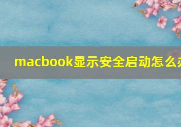 macbook显示安全启动怎么办