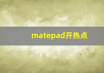 matepad开热点