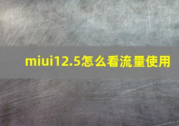 miui12.5怎么看流量使用