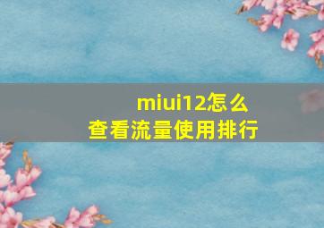 miui12怎么查看流量使用排行