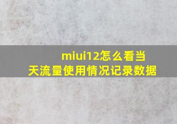 miui12怎么看当天流量使用情况记录数据