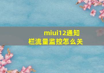 miui12通知栏流量监控怎么关