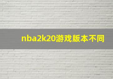 nba2k20游戏版本不同