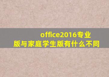 office2016专业版与家庭学生版有什么不同