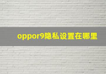 oppor9隐私设置在哪里