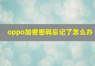 oppo加密密码忘记了怎么办