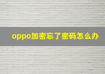 oppo加密忘了密码怎么办