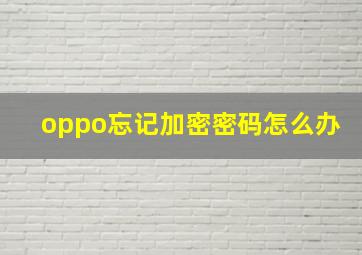 oppo忘记加密密码怎么办