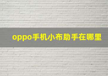 oppo手机小布助手在哪里