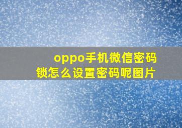 oppo手机微信密码锁怎么设置密码呢图片